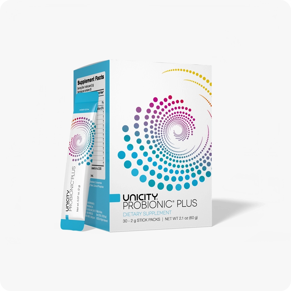 Unicity Probionic Plus — probióticos en stick packs